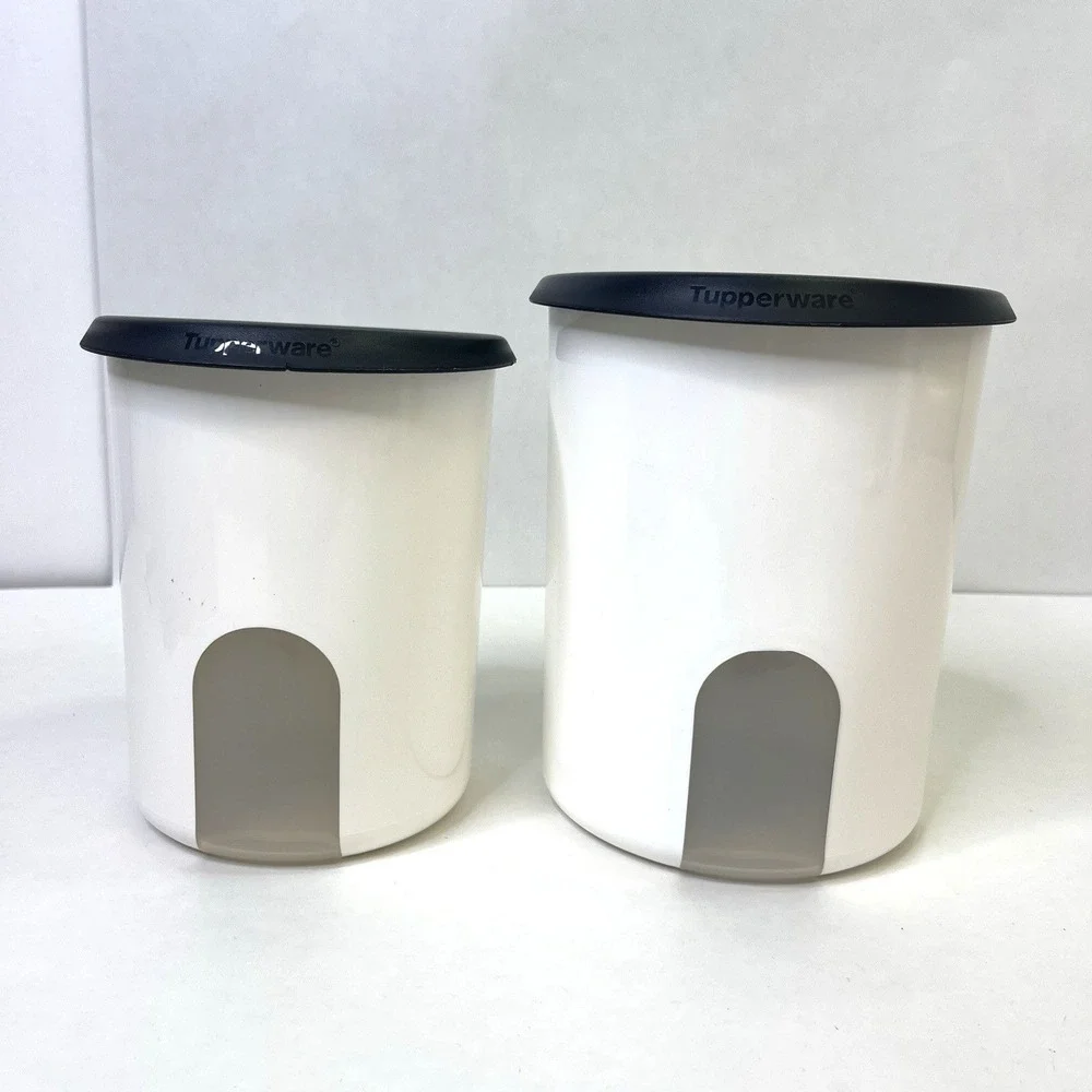 Tupperware One Touch Nesting Canisters W/Green Lids‎ 2420D & 2422B Size A & B